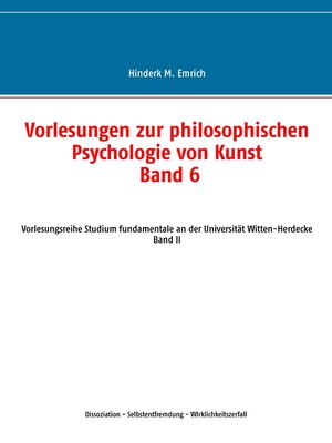 cover image of Vorlesungen zur philosophischen Psychologie von Kunst. Band 6